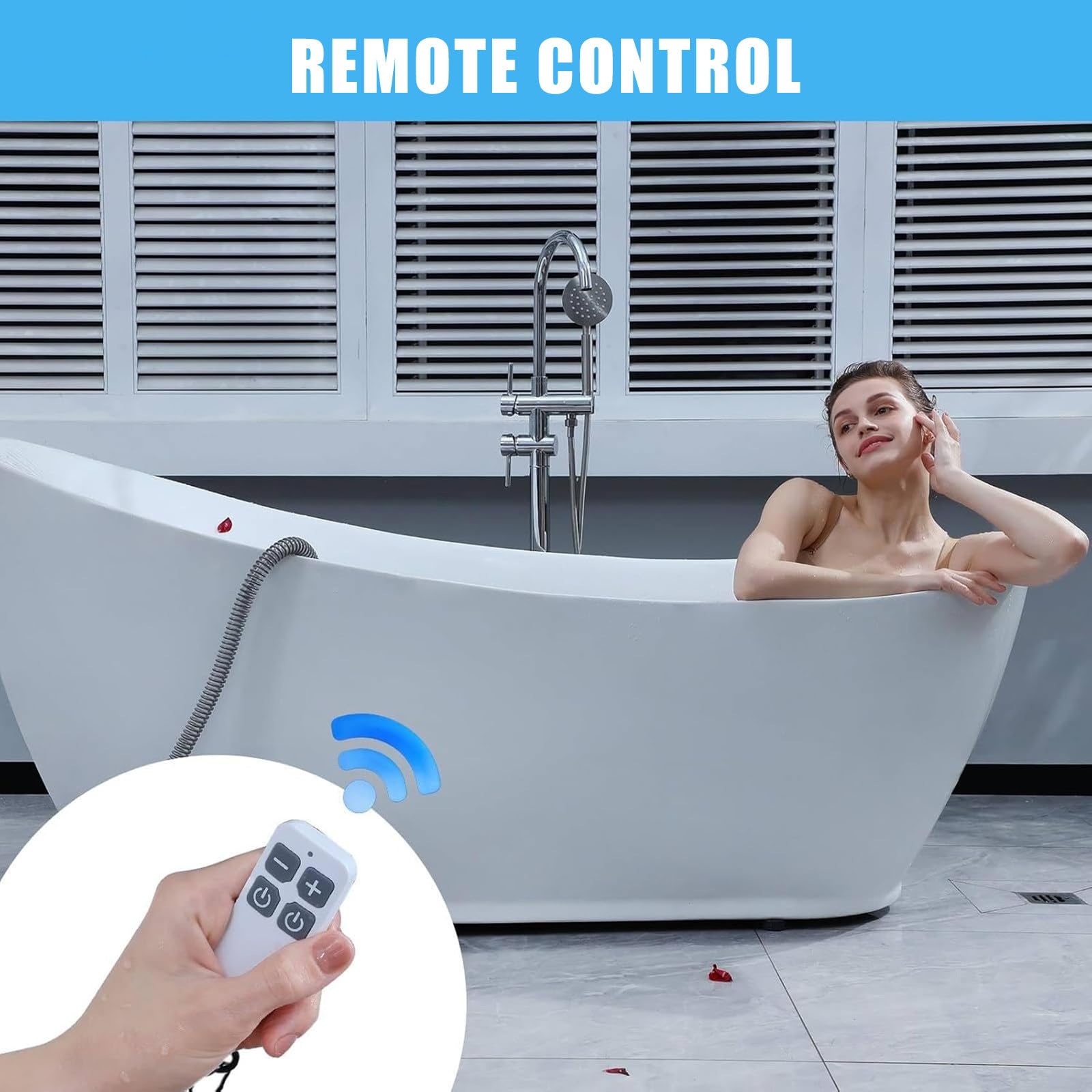 Tapis de bain gonflable avec fonction massage, design antidérapant et télécommande pour se détendre dans les baignoires