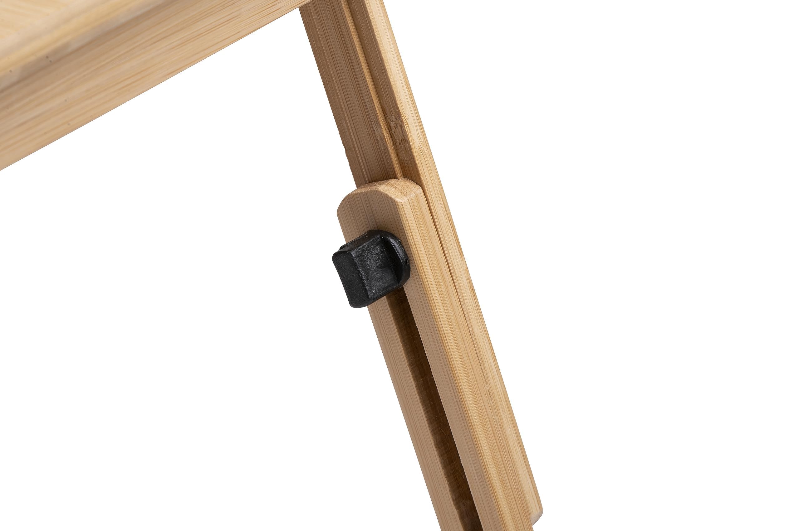 Tavolino per Laptop Regolabile - Tavolo da Letto per Laptop - Supporto per Laptop da Letto - 21,5 x 27,5 cm - Tavolo da Letto Pieghevole - con Portabevande e Slot per Tablet – Legno di Bambù, Marrone