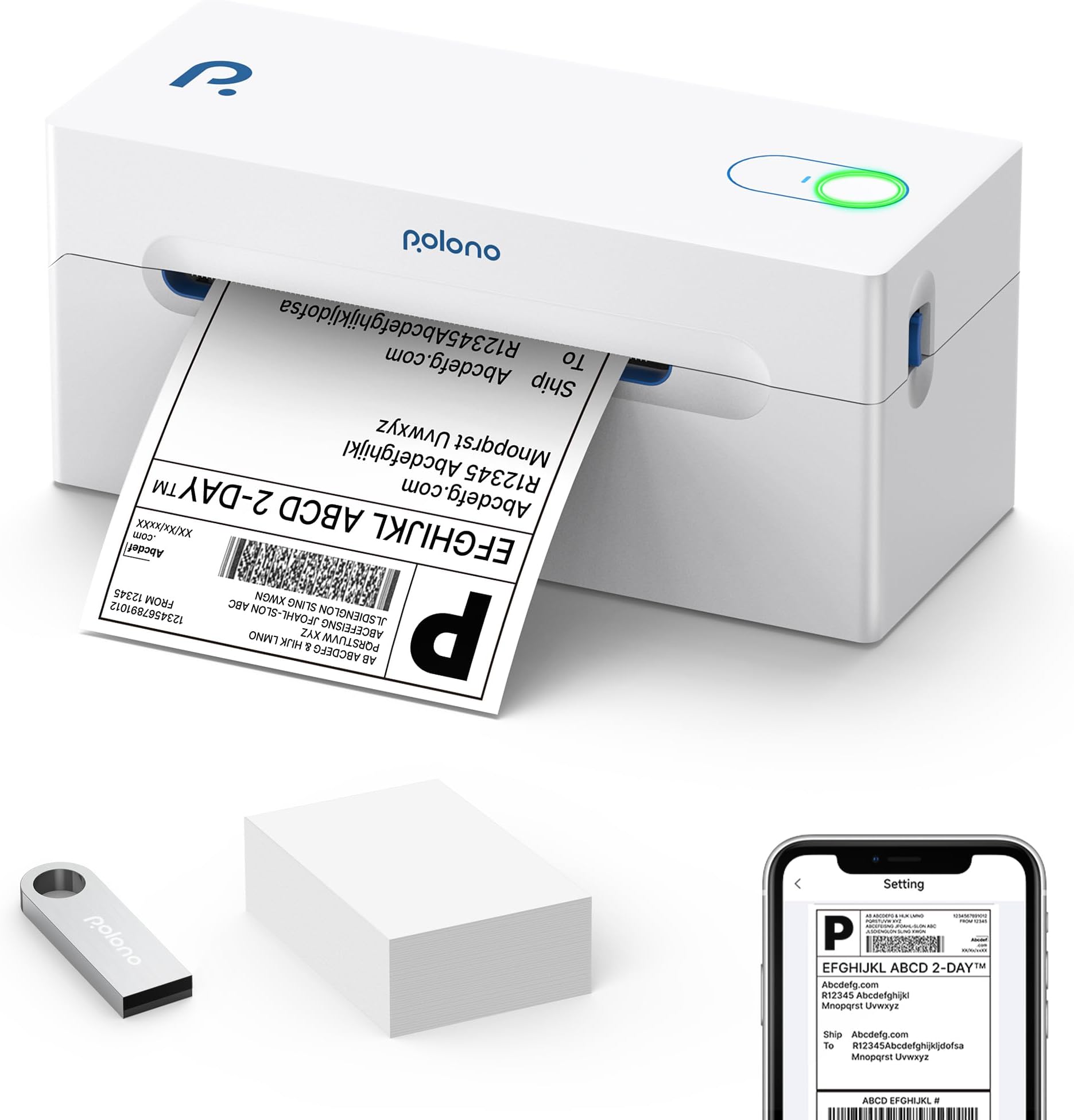 Bluetooth Thermal Shipping Label Printer, Wireless 4x6 Shipping Label Printer for Small Business, Support Android, iPhone, Windows, and Mac, Widely Used for Ebay, Amazon, Shopify, Etsy, USPS