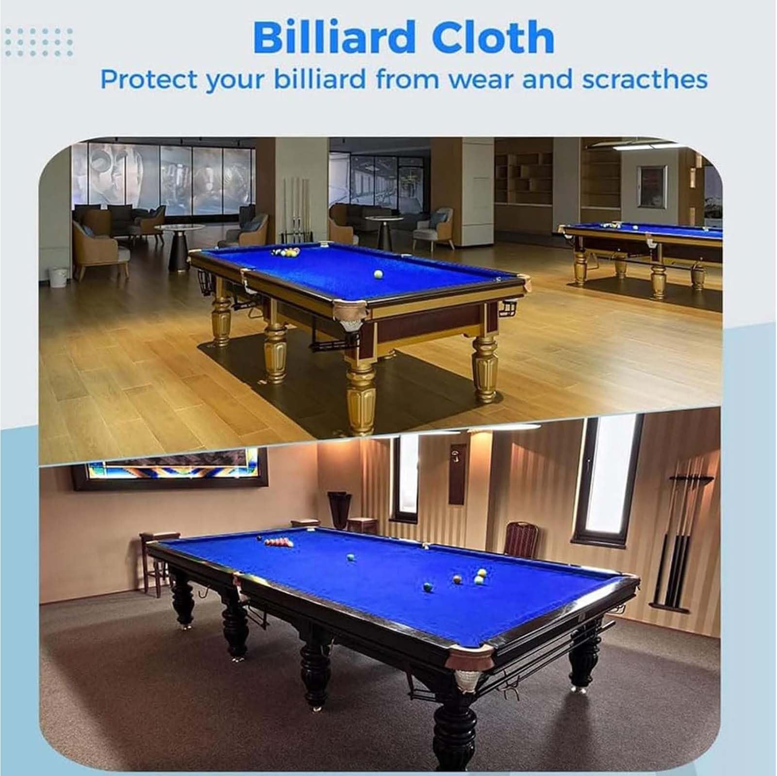 Generisch Billardtuch Billard Stoff Billardtisch Filz Billardtuch für 7ft 8ft und 9ft Pooltische Billardtischfilz Mattenstreifen Bar Hotel Professionelle Billardtischdecke,Blau,8Ft