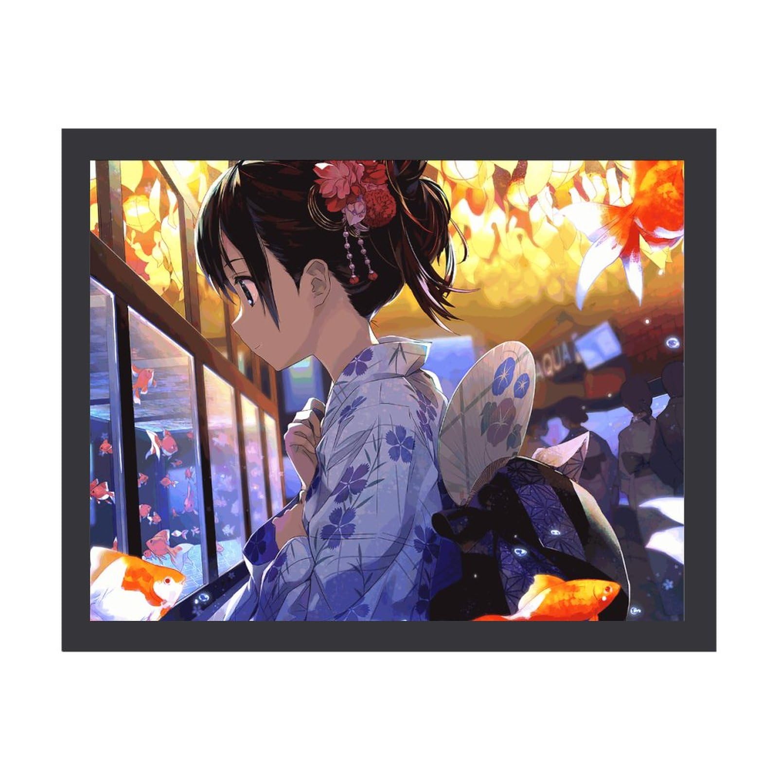 Amazon.co.jp: 額縁 アニメ 可愛い女の子 水族館 金魚柄 フォト