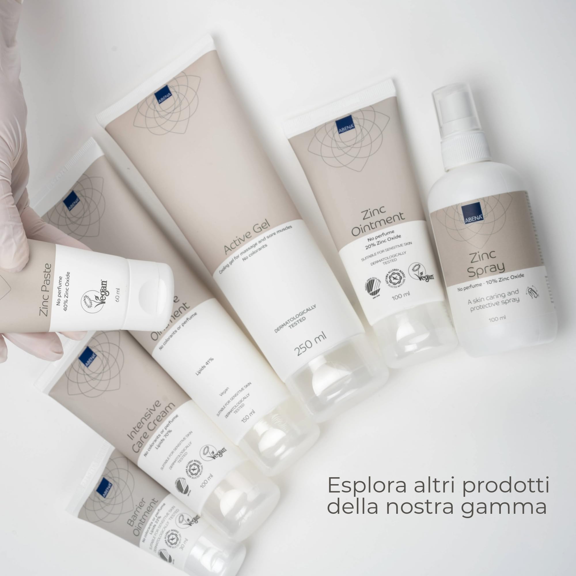 ABENA pasta di zinco, 6x60 ml | 40% ossido di zinco | Senza profumo | Barriera repellente bianca contro le sostanze irritanti | Lenitivo per la pelle | Facile applicazione | Protezione a lunga durata