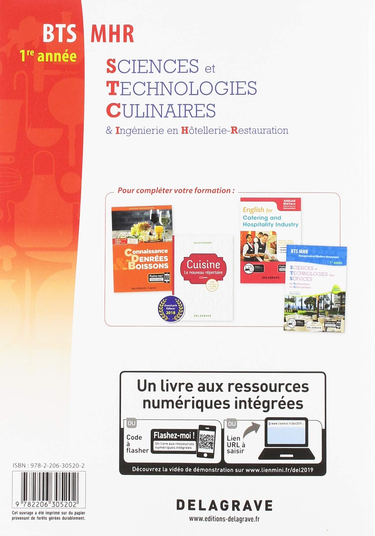 Sciences et Technologies Culinaires (STC) 1re année BTS MHR (2019) - Pochette élève