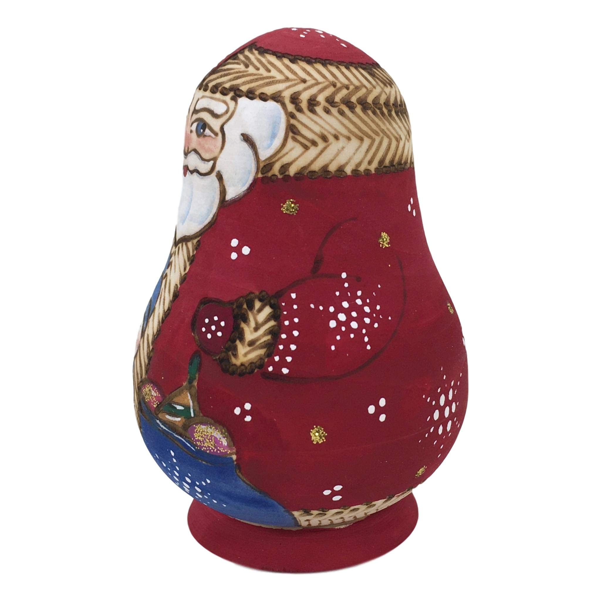 Muñeca Matrioska De Papá Noel – Adorno Navideño De Madera En Rojo, Decoración Divertida Para El Hogar O El Coche, Regalo Original De Navidad
