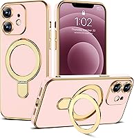 Vista 65 de Funda compatible con iPhone 12 con soporte de anillo magnético invisible [compatible con Mag-Safe] [Protector completo de lente de cámara] Funda