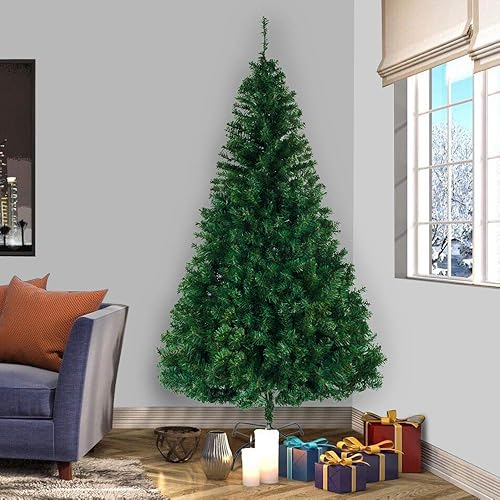 Miniatura 2 de Árbol de Navidad artificial de 5.5 pies sin encender, árbol de Navidad falso con bisagras con 1138 puntas de ramas y soporte de metal plegable,