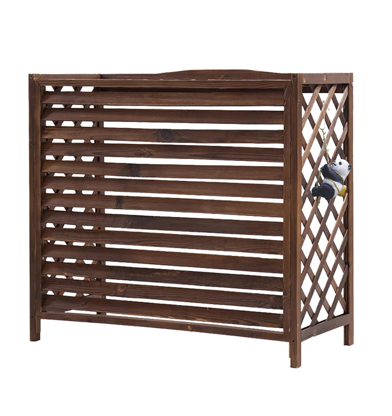 Abri extérieur pour climatiseur en bois et paravent fleuri de balcon