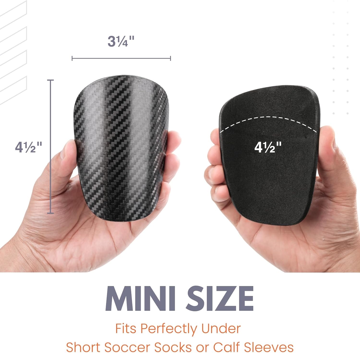 Mini Soccer Shin Guards - Carbon Fiber Shin Pads with Portable Carrying Case for Men, Women, Youths