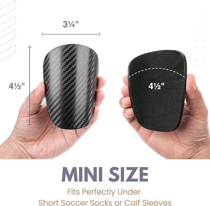 Canilleras mini de fútbol en fibra de carbono con estuche portatil miniatura 2