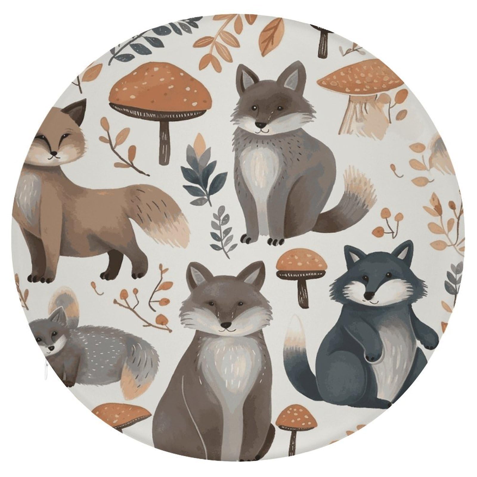 FekiLoot Woodland Raccoon Animals Seat Cushion Comfort Memory Foam Seat Cushion Chair Pad Soft Round Stool Cushion Chair Cushion Removable Washable Cover for Home Office Outdoor Bistro 15.35 Inch