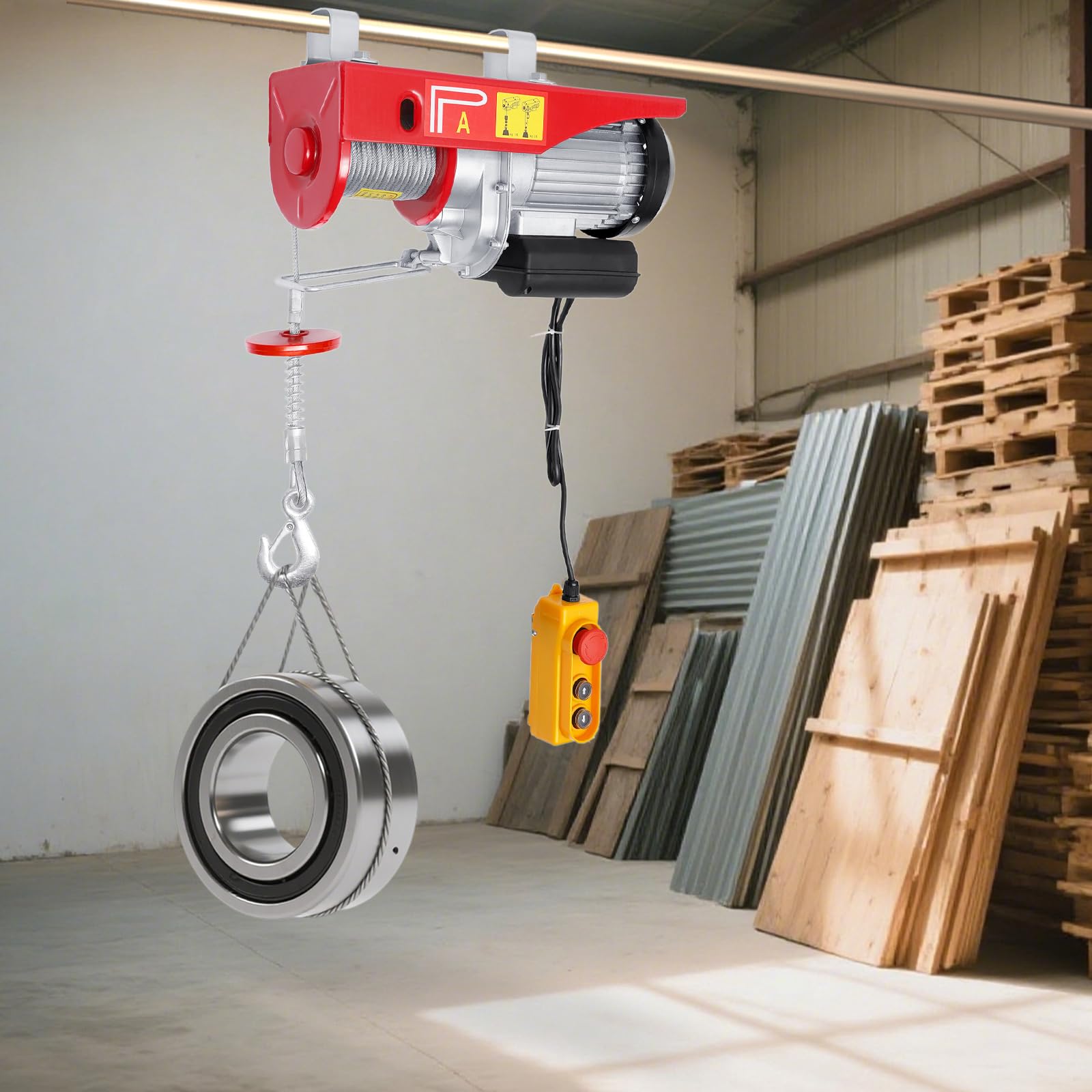 Dispositif de levage électrique avec une capacité de charge de 1763 lbs, treuil de 220 V avec télécommande filaire et moteur en aluminium de 1450 W, dispositif de levage électrique avec une hauteur de
