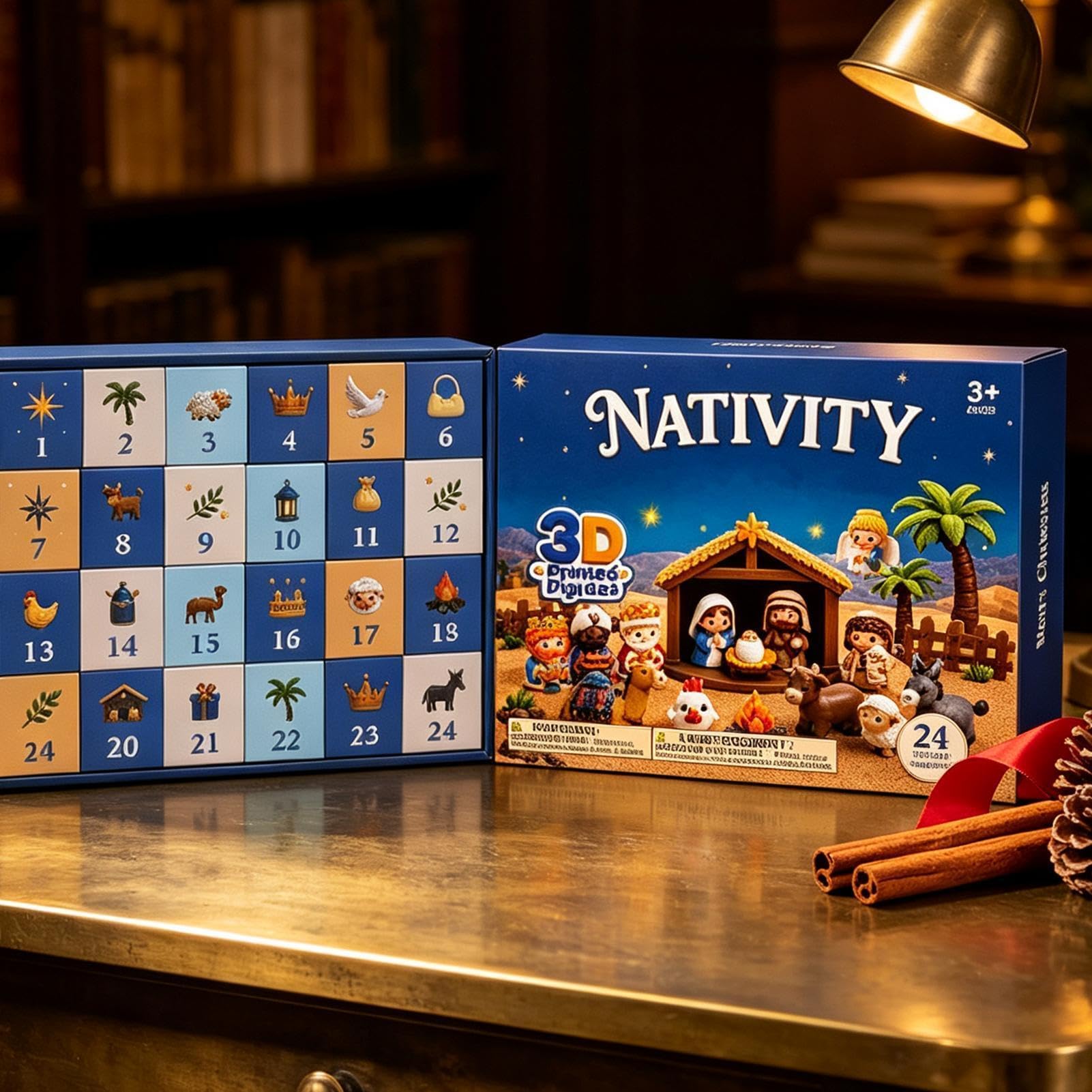 Calendario 'Avvento Natalizio Presepe Calendario 'Avvento 24 Giorni con | Set Presepe Giocattoli Per Casa Appartamento Camera Da Scrivania Mensola Mobile TV