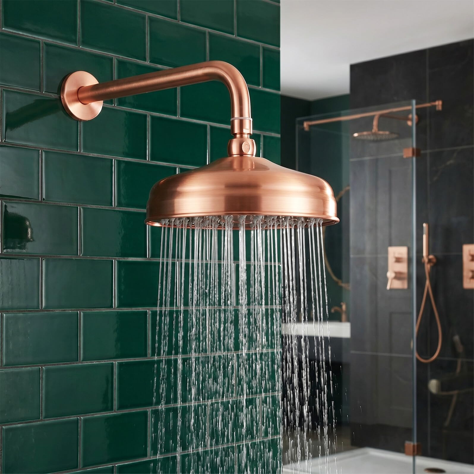 Soffione Doccia in Rame Anticato Ugello a Pioggia, Facile Installazione, Design Moderno per Bagno e Momenti di Bagno Confortevoli