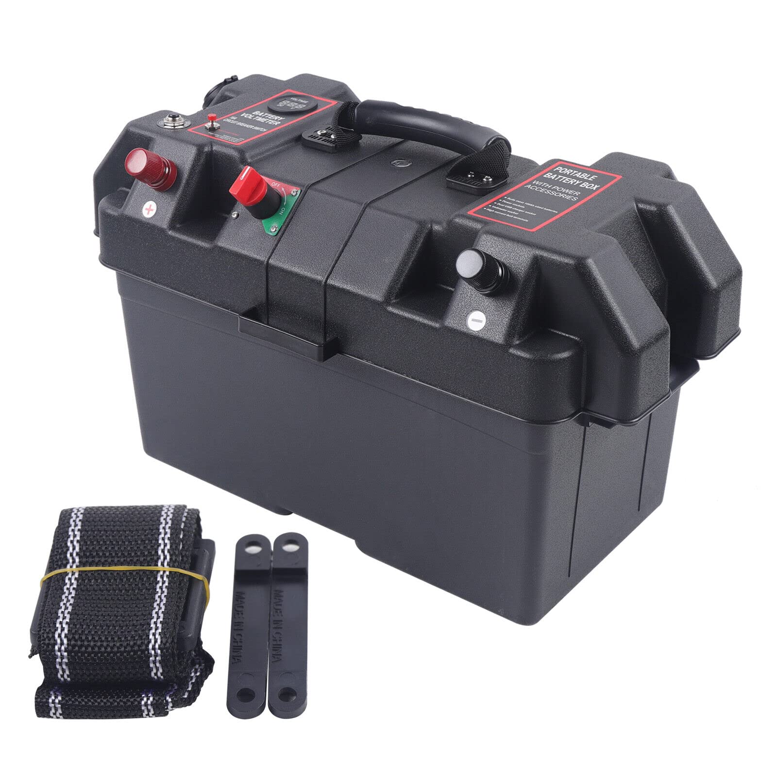Scatola per batteria per motore di barca da pesca a traina Power Center Display Connessioni Scatola per batteria da barca USB In plastica
