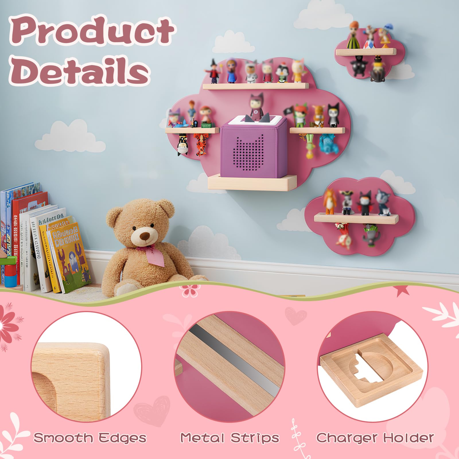 OPERMAXER Étagères Toniebox & Tonies, rangement parfait des figurines pour garçons et filles (gris