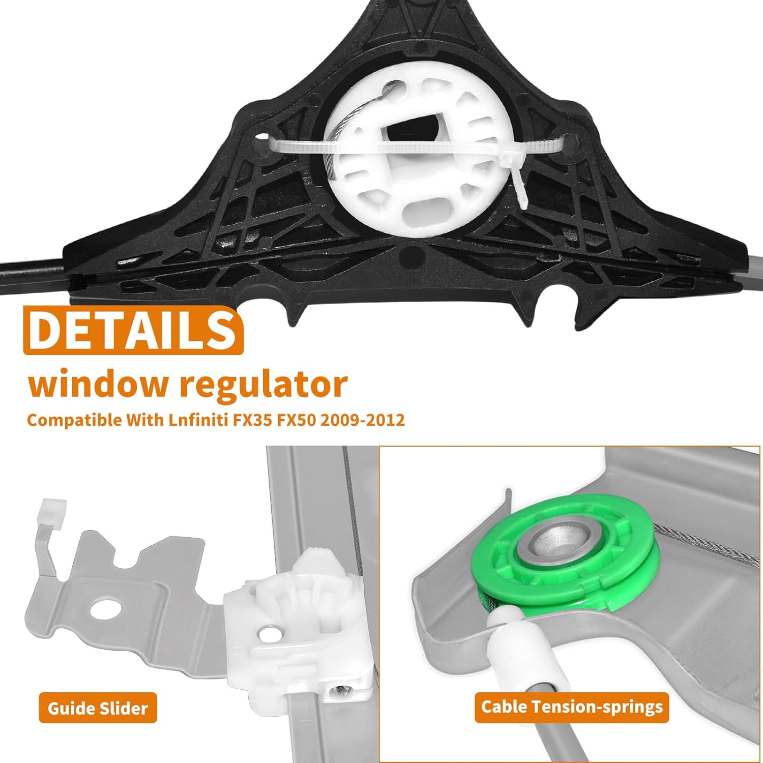 807201CA0A Replacement Front Passenger Side Power Window Regulator Without Motor Assembly for Infiniti FX35 FX37 FX50 QX70 2009-2017