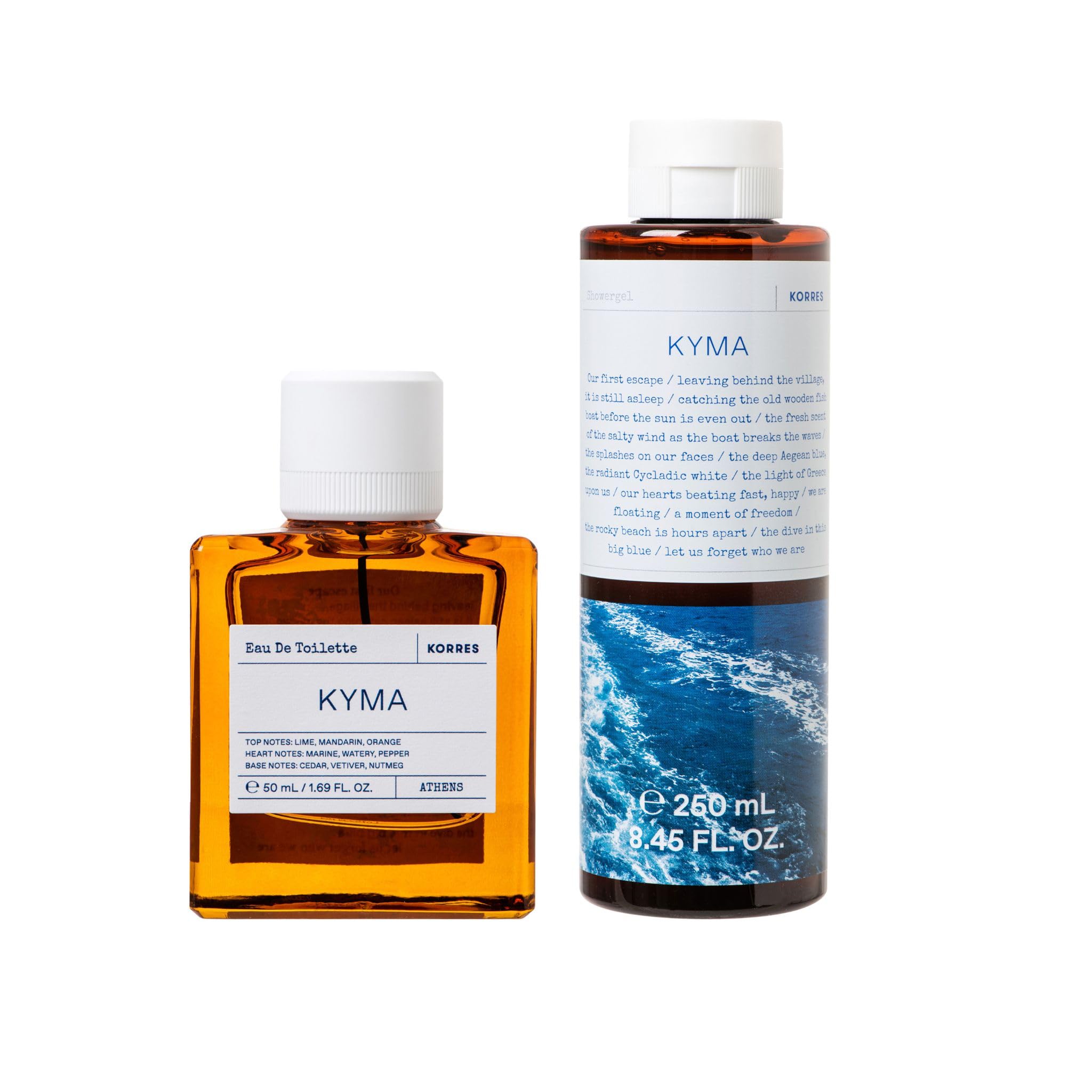 KORRES KYMA Duftset – Eau de Toilette 50ml & Duschgel 250ml, frischer aquatischer Unisex-Duft, belebend und langanhaltend, ideal als Geschenk, vegan