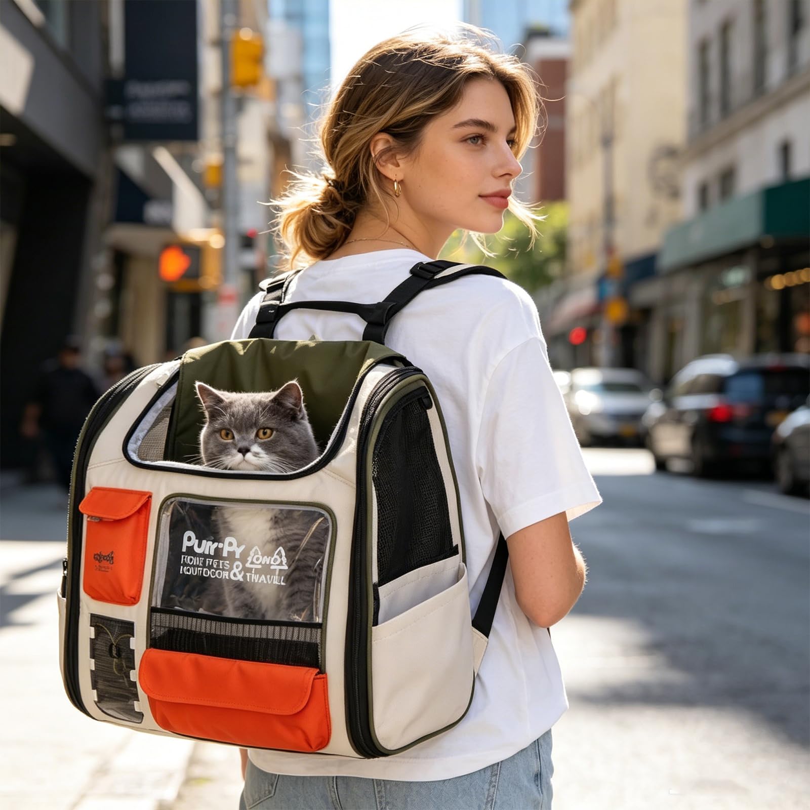 Galatée Mochila para Mascotas Fabricada En Tejido De Poliéster con Malla Especial, Transpirable y Duradera, Plegable para Un Fácil Almacenamiento, Cómoda y Espaciosa (Verde)