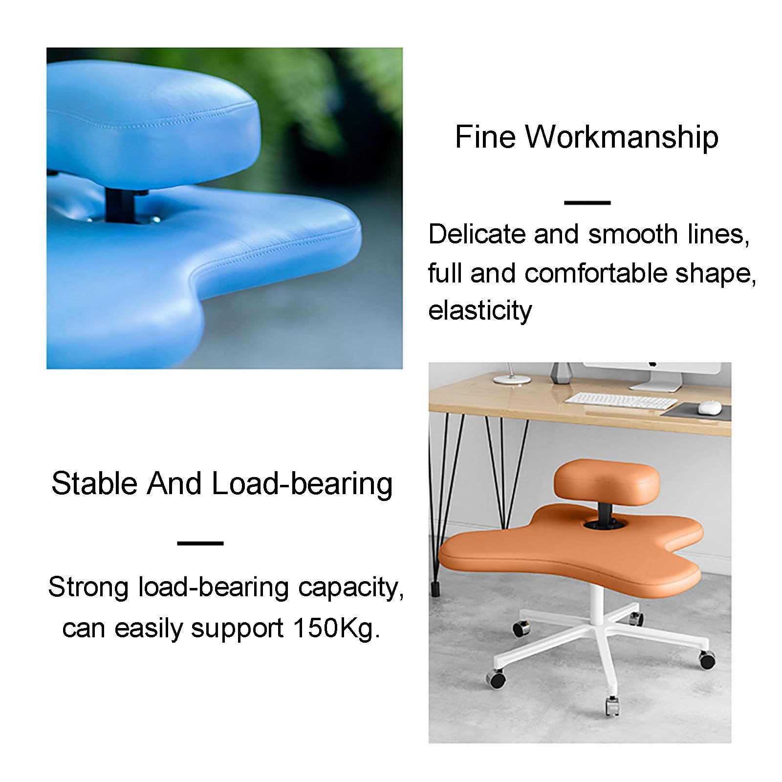 Chaise à Genoux Réglable en Hauteur, Tabouret Ergonomique pour Bureau à Domicile, pour Les Travailleurs Informatiques et Les Amateurs de Yoga (Color : Negro)
