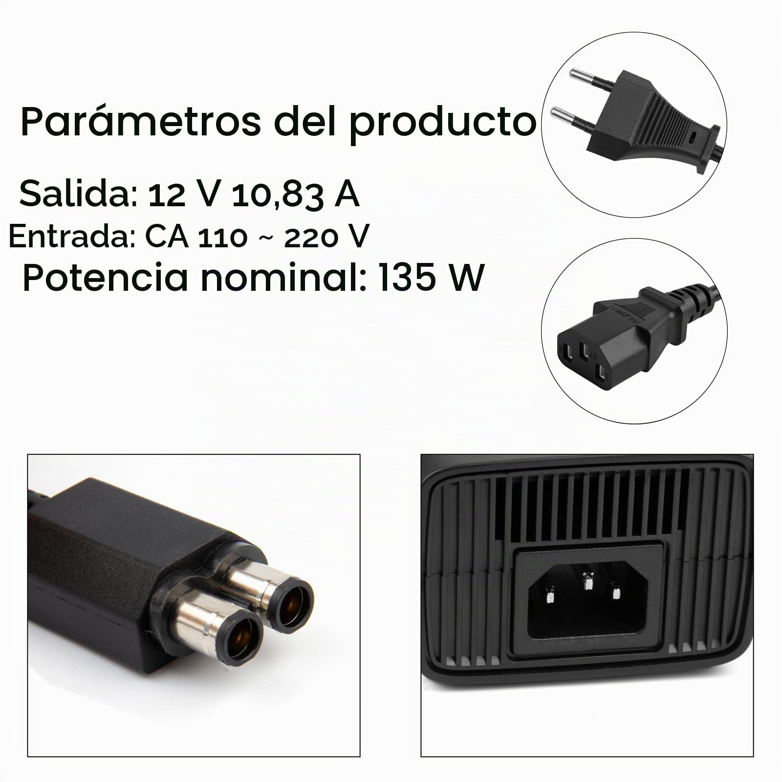 Labtec ladrillo de Fuente de alimentación para Xbox 360 Slim, Adaptador de alimentación de Repuesto para Microsoft Xbox 360 Slim Consola EU