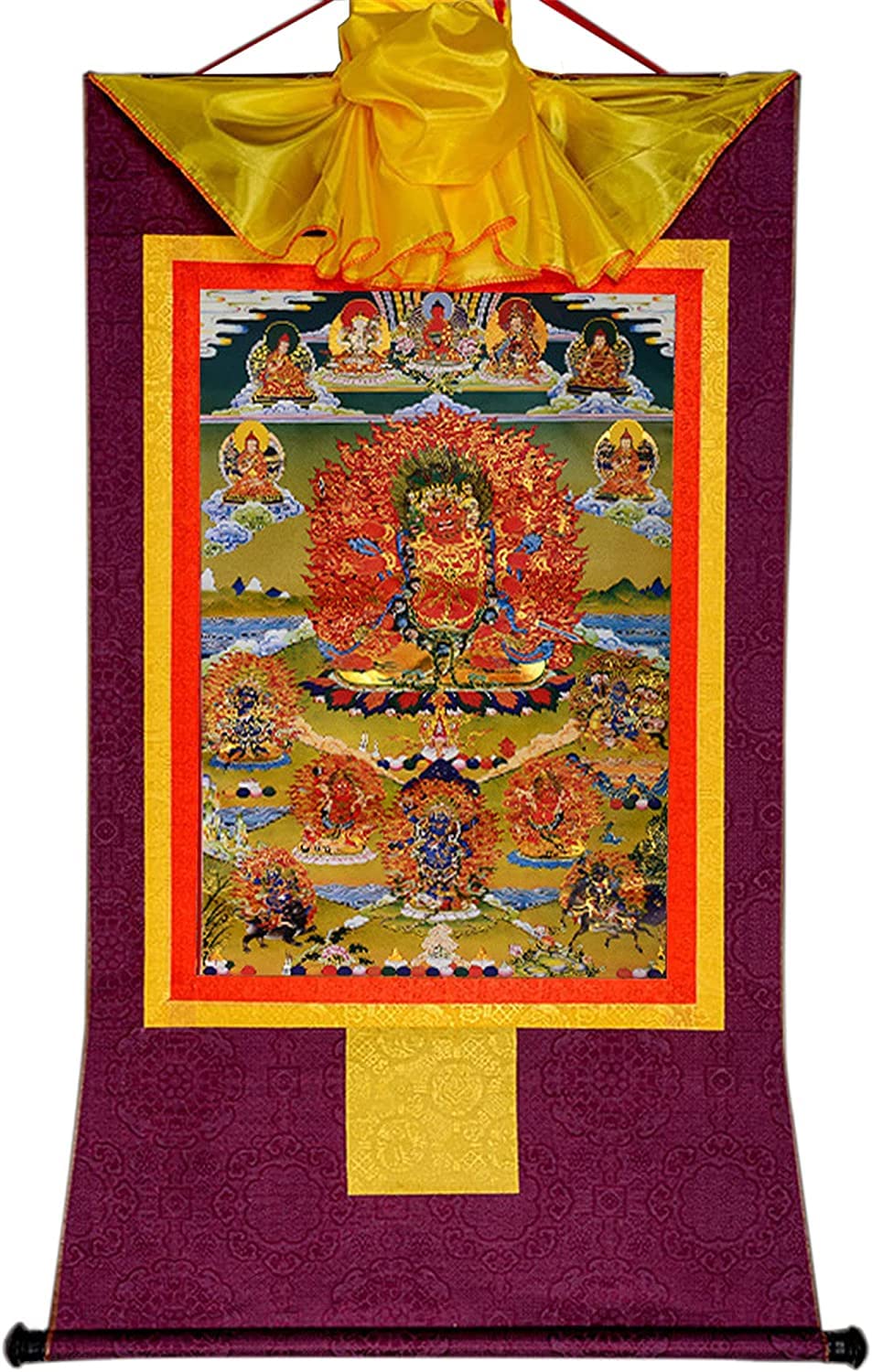 VHKJewE Hayagriva, Buddhist Thangka Brocade(Purple,Small(35cm*27cm))