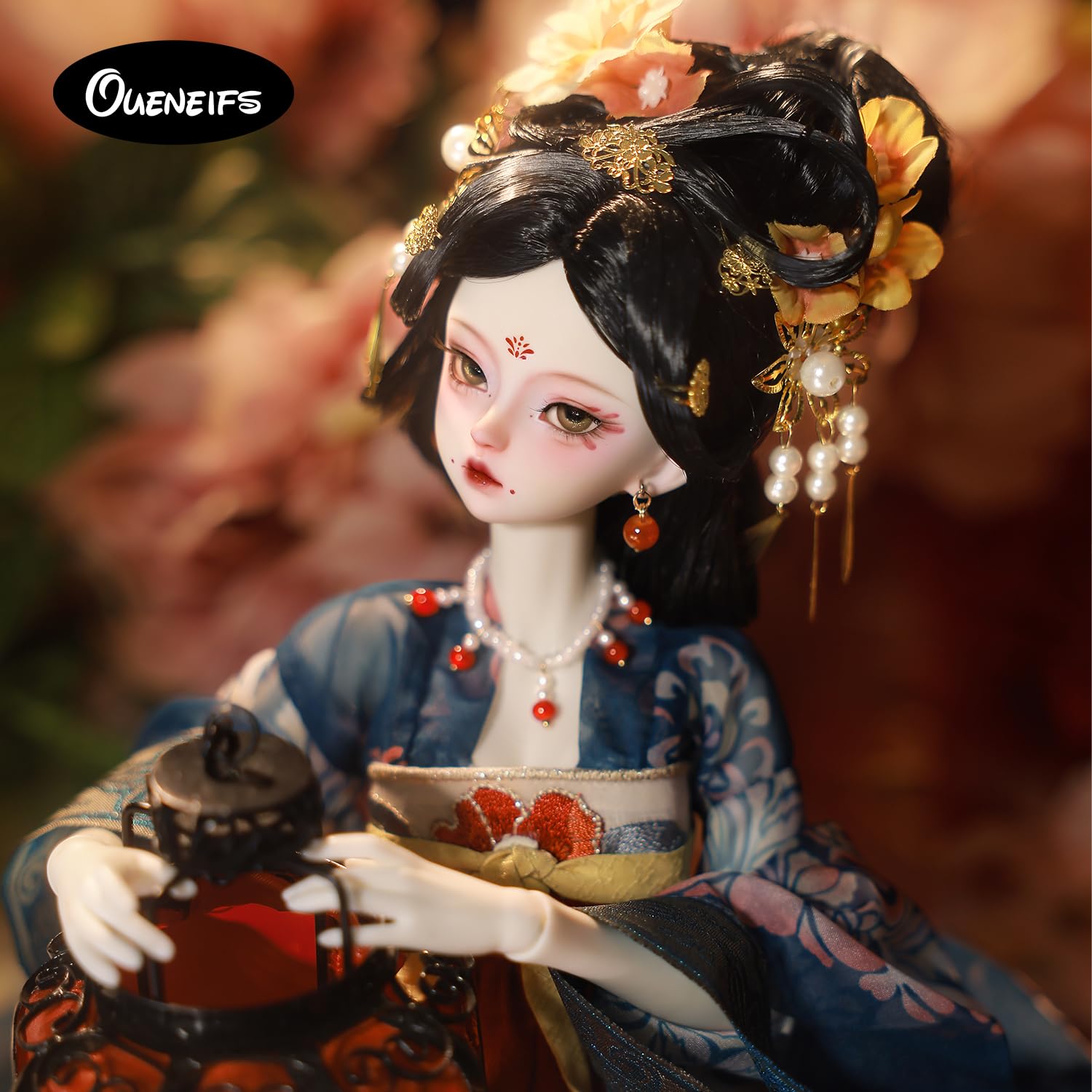 Oueneifs BJD Puppe 1/4 Joan F, chinesischer Tang-Dynastie-Stil, komplettes Set, Harz-Spielzeug für Kinder ab 15 Jahren (ohne Frisur)