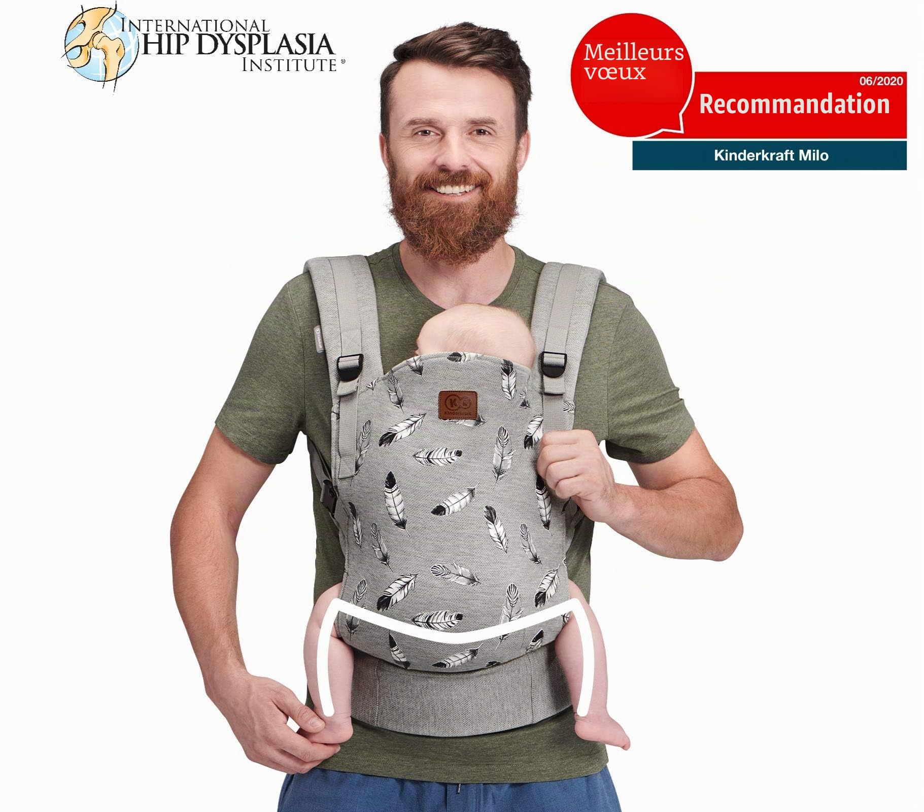 Kinderkraft MILO Porte Bébé Physiologique Ergonomique Gris