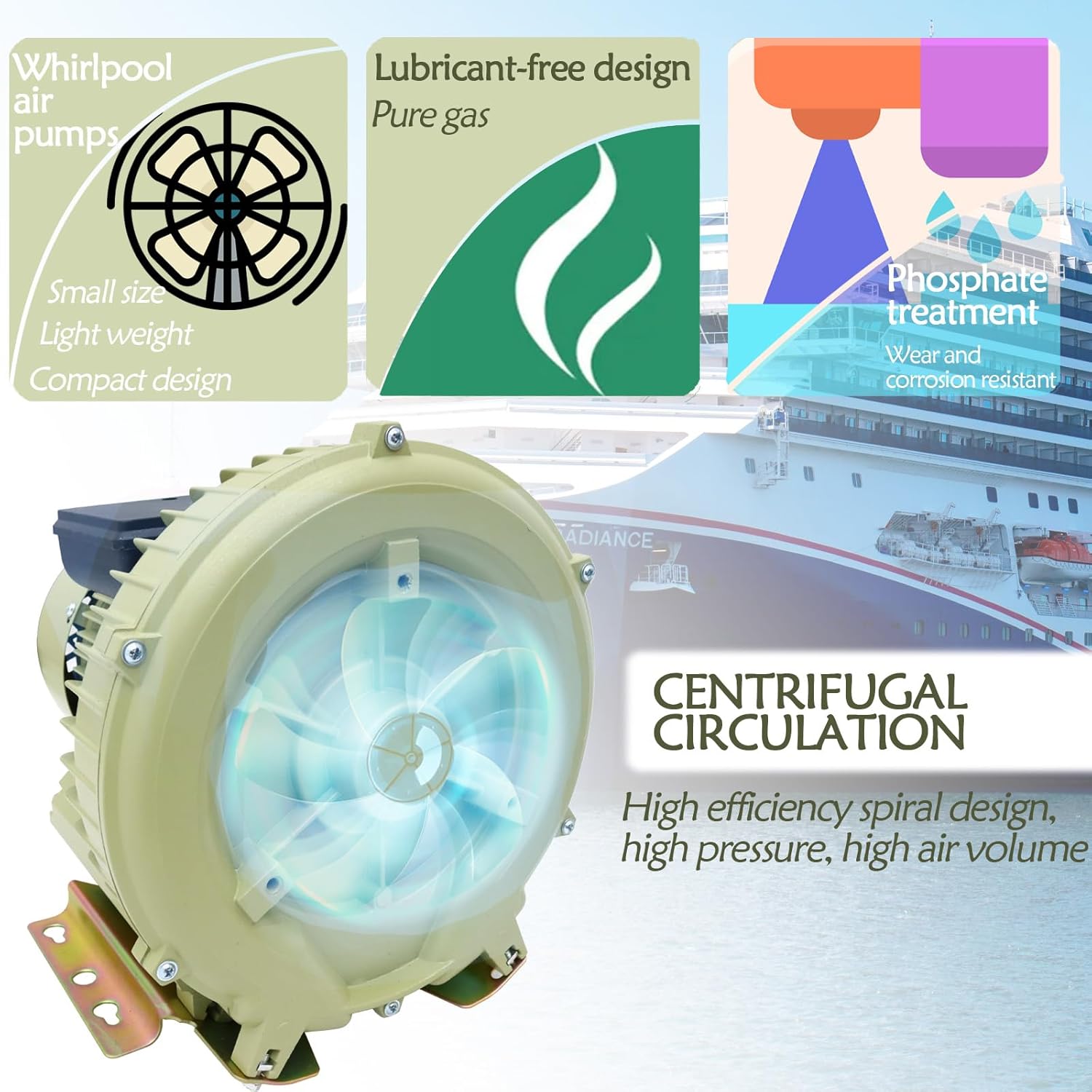 Aquaculture Fish Air Pump Blower Seafood Oxygen Charger 110V Pond Aerator Vortex Air Pump