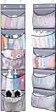 Hanging Shelves Over the Door Organizer Storage for Closet with 5 Pockets Organizer for Bedroom Bathroom, 2 Pack（Grey）