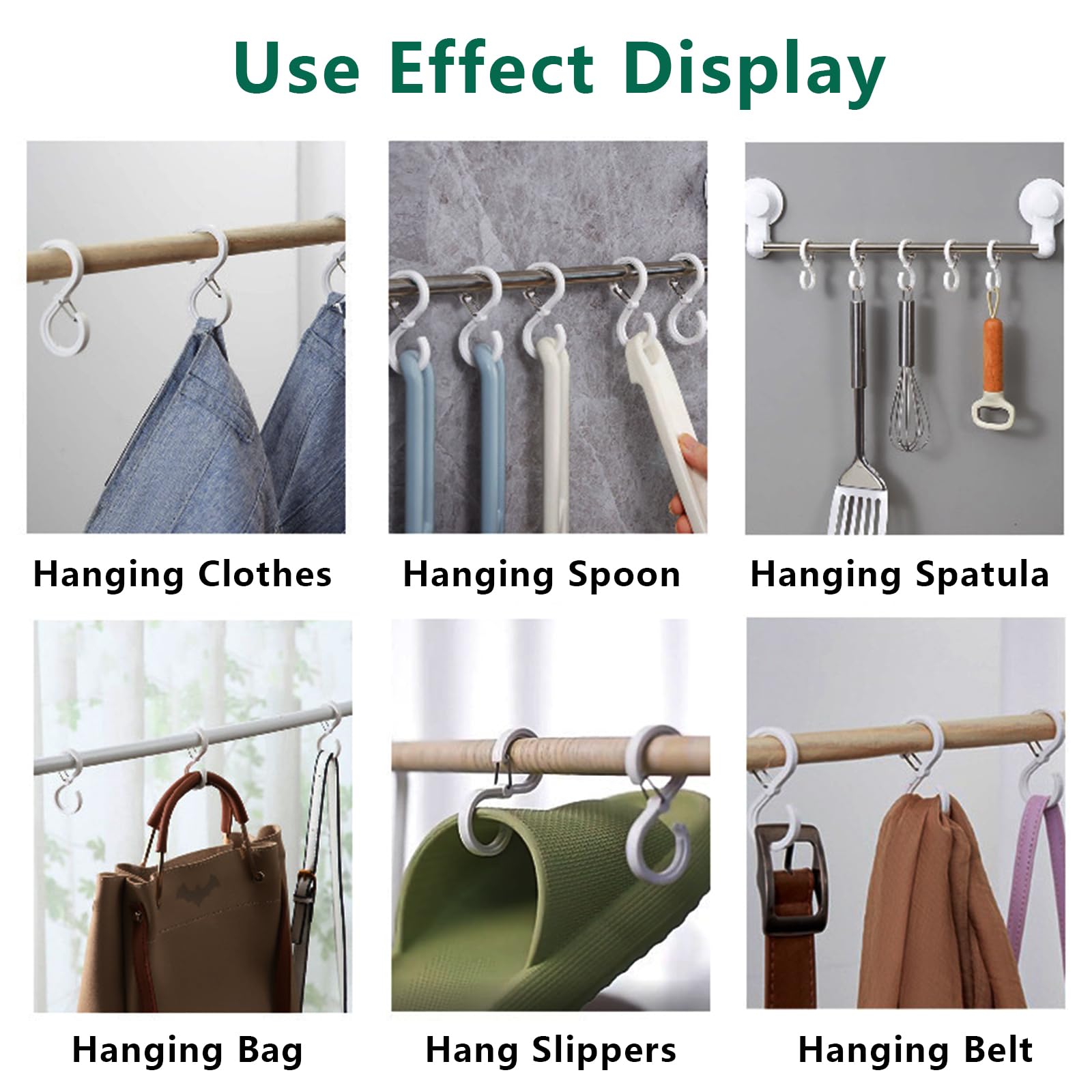 NISENTIA S-Haken 25 Stück - Kunststoff Haken Mit Sicherheitsschnalle