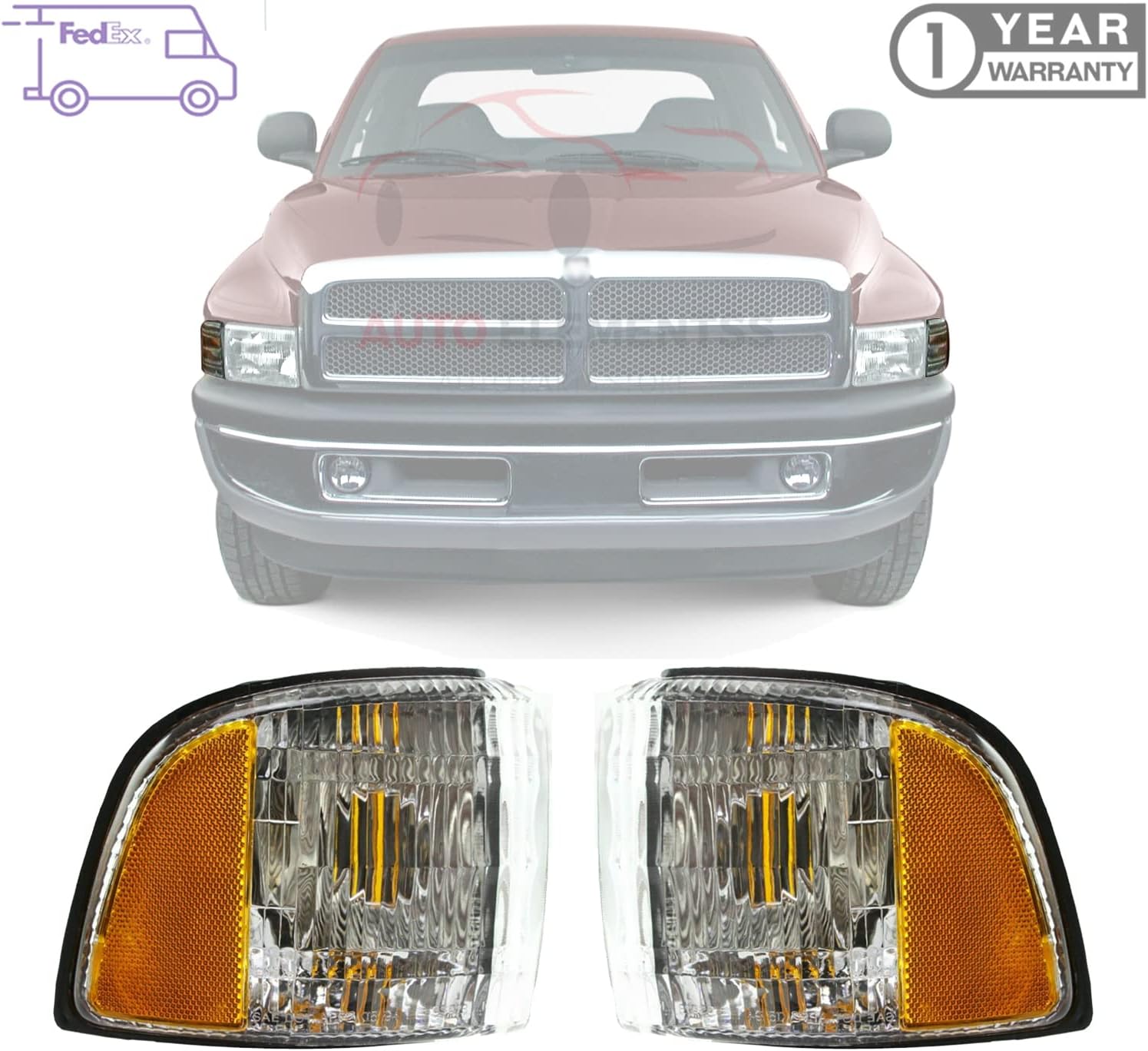 Corner Signal Lights Assembly Set For 1994-2001 Dodge Ram 1500/1994-2002 2500 3500 OE Direct Replacement