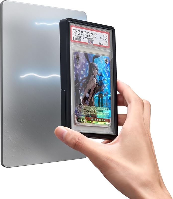 Collector Graded Card Guard Case for PSA Standard Slab Protector – Snap to Steel/Iron, Built-in Stand, Magnetic Display, Stackable, TPU+PC – Single-Sided (Black, Plus, 1ct)