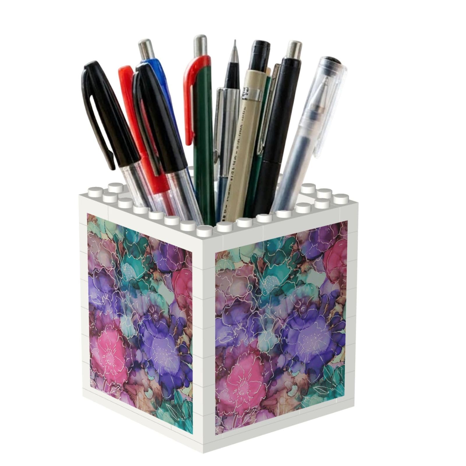 Poadnly Tie Dye Flowers, Pen Pot Pencil Holder for Office Home School, Compact Desk Organiser for Office Stationery