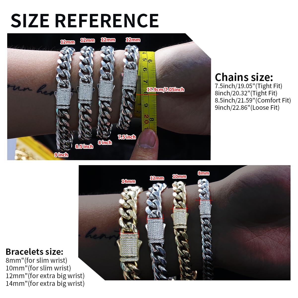 Miami Cuban Link Chain Hip Hop gioielli in acciaio inox 14K placcato oro bianco collana per uomo donna regalo 12 mm