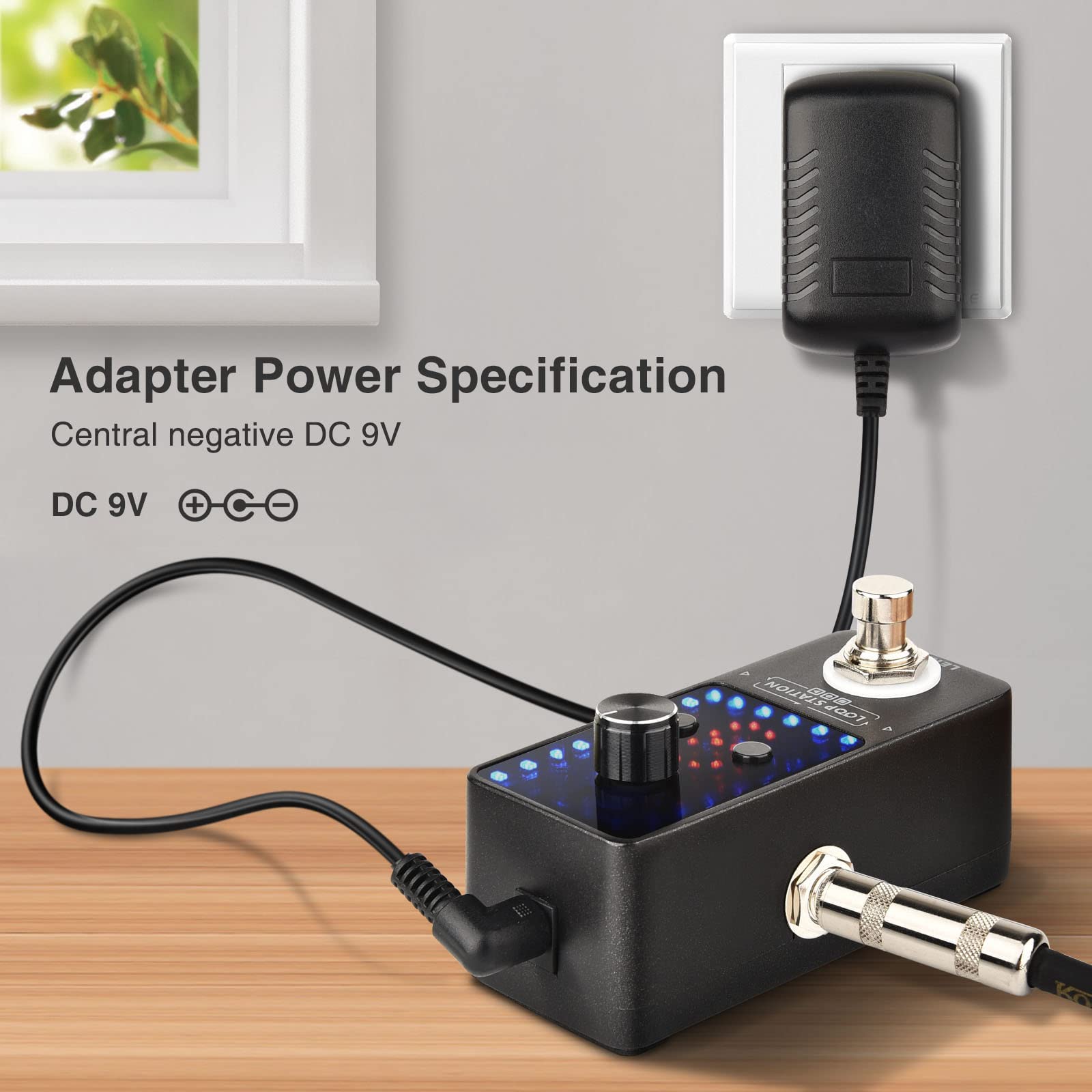 Guitar Looper mit Netzteil, LEKATO 9 Loops 40 Minuten Aufnahmezeit Gitarren-Looper Eingebautes Stimmgerät Unbegrenzter Overdub Elektronisches Looper-Effektpedal für E-Gitarren-Bass (mit Adapter)