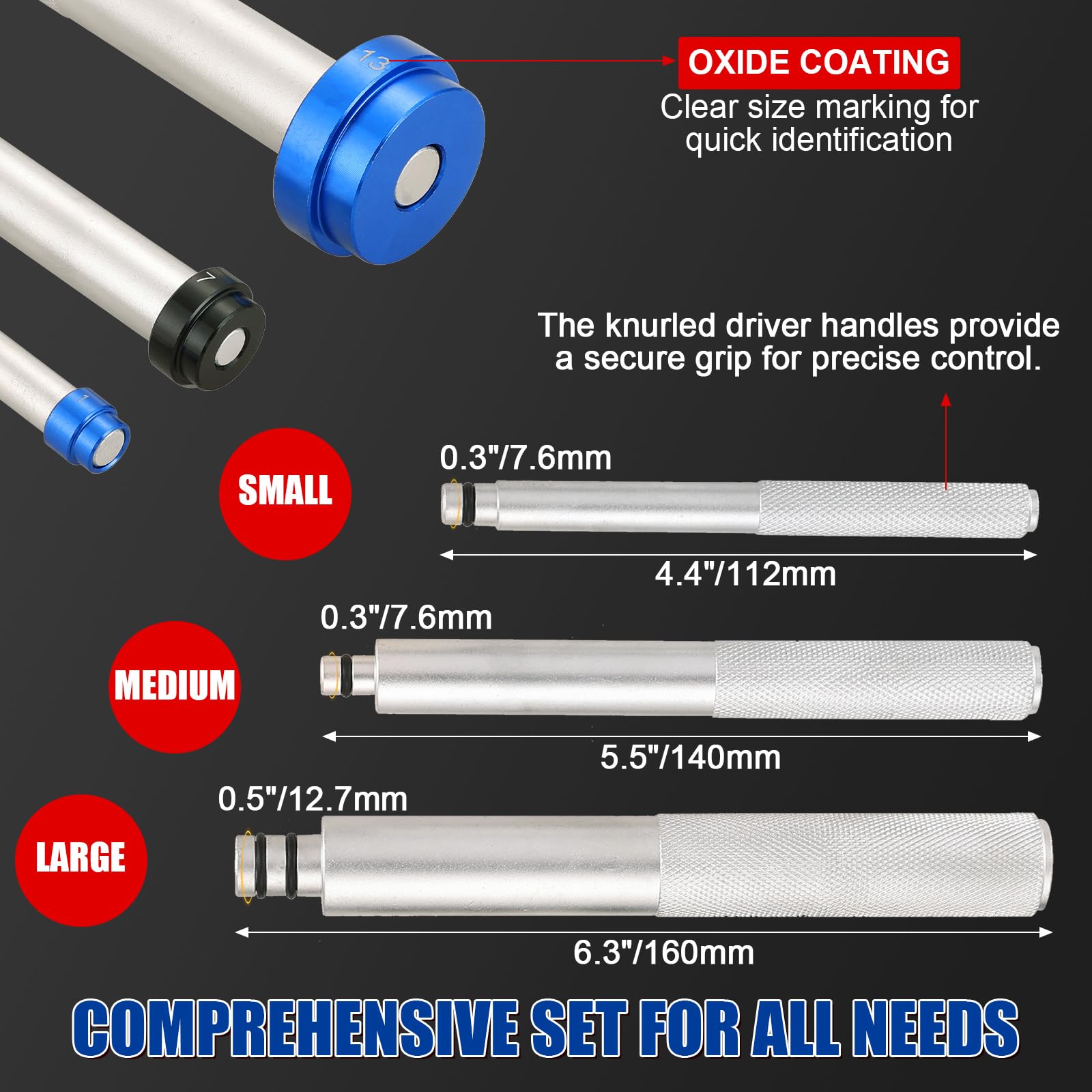 Kit pressa per cuscinetti, set di driver per piste e guarnizioni per cuscinetti da 33 pezzi con adattatori SAE metrici, set di driver per boccole con 3 impugnature zigrinate, set di driver per guarn