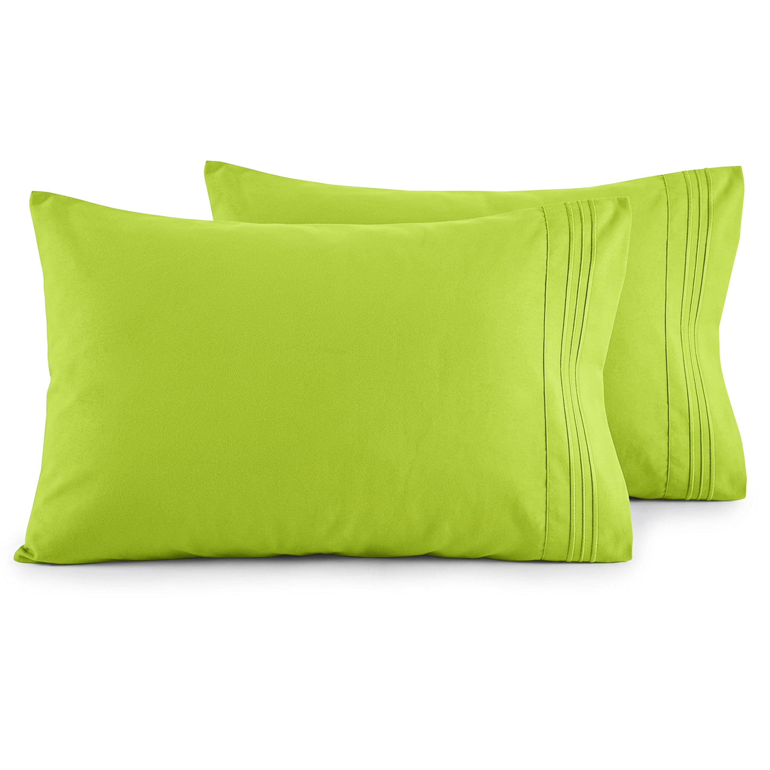 Luxury Ultra-Soft 2-Piece Pillowcase Set 1500 Thread Count Egyptian Quality Microfiber - Double Brushed - 100% Hypoallergenic - Wrinkle Resistant, Standard Size, Lime