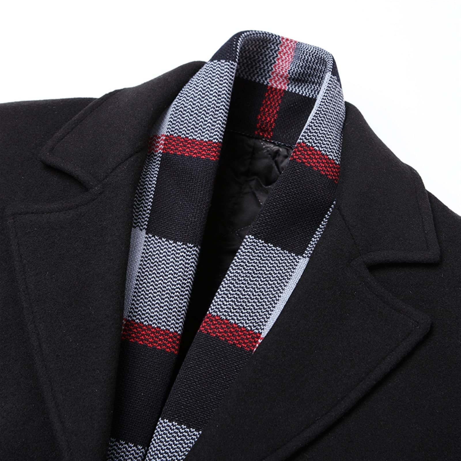 Cappotto di lana da uomo Cappotto di media lunghezza con bavero Collo a sciarpa Monopetto in misto lana Cappotto da lavoro antivento Autunno Inverno per la protezione dal freddo e dal vento