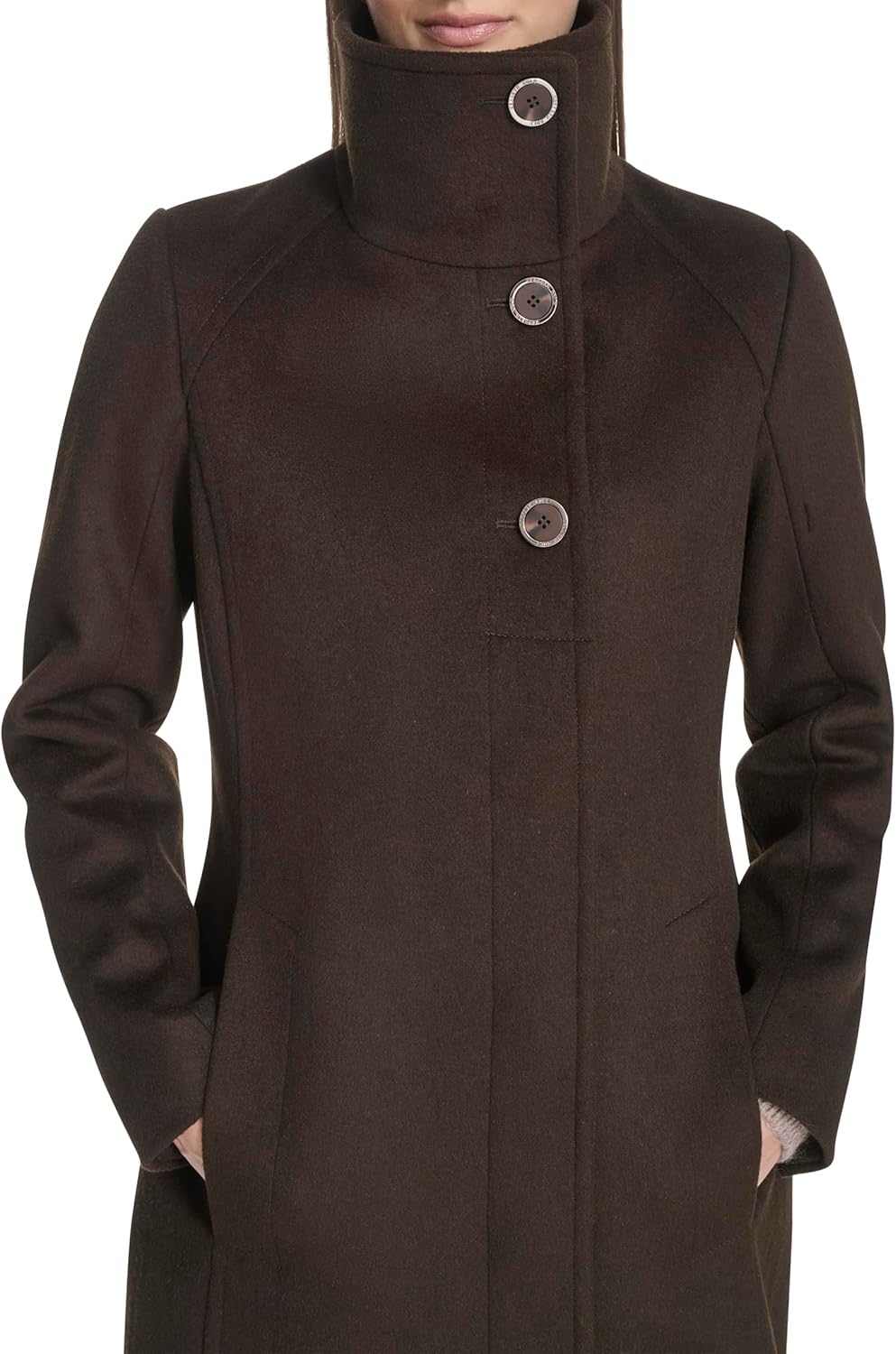 Kenneth Cole Women's Classic Wool Walker W Three Button Stand Collar and Back Belt Detail - Image 5