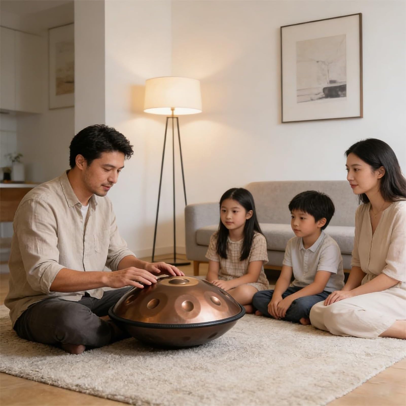 Tamburo Handpan Da 22 Pollici Per Adulti 432Hz/440hz 9/10/12 Note Tamburo Handpan In Acciaio Premium In Re Minore, Set Di Strumenti A Percussione Per La Meditazione(Black,9 notes(440HZ))
