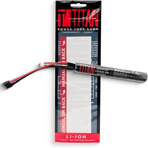 Miniatura 1 de Titan - Batería de iones de litio Airsoft  3000mAh 7.4v Stick T-Plug  Capacidad máxima y rendimiento 7.4 V Airsoft pistola batería