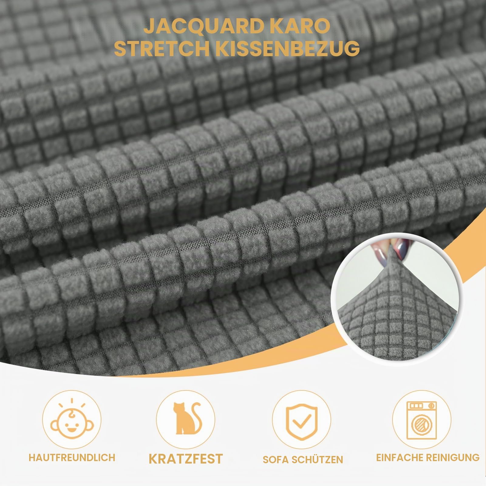 Bezüge Für Wohnwagenpolster Jacquard, rutschfeste Wohnmobil Sitzbezüge Mit Verstellband, Sofa Sitzkissenbezug Für Schonbezug Wohnwagen Polster waschbar (Dark Grey,W 65-95cm, D 20-35cm)