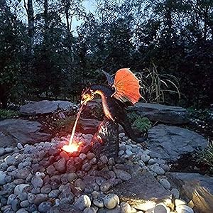 Water Spray Dragon Decor Fire-Breathing Dragon Sculpture Resin DIY Fountain Statue Waterscape for Garden Fish Tank Decoration Home Decoration