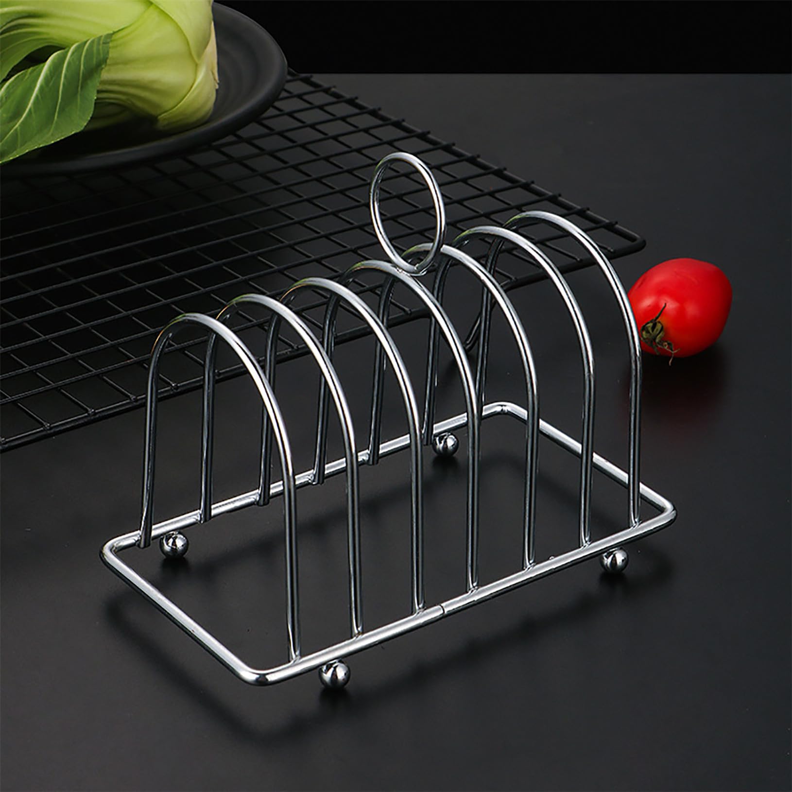 ACUIF Toast Bread Rack Stainless Steel Slice Toast Holder Cooling Grid Bread Rack 6 Slice Holes Restaurant Toast and Bread Display Serving Stand Kitchen Breakfast Accessories