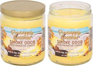 Smoke Odor Exterminator 13 oz Jar Candles Pineapple & Coconut, (2)