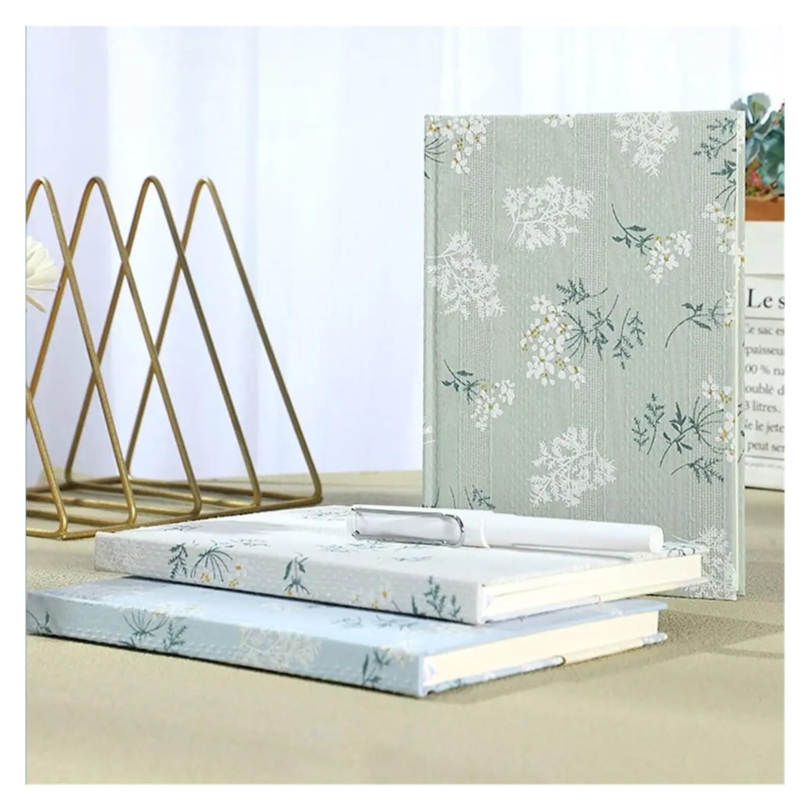 Cuaderno A5 bordado grueso, bloc de notas, diario de estudiante, diario de tapa dura, álbum de recortes, agenda, papelería para Mujeres y Hombres(Green)