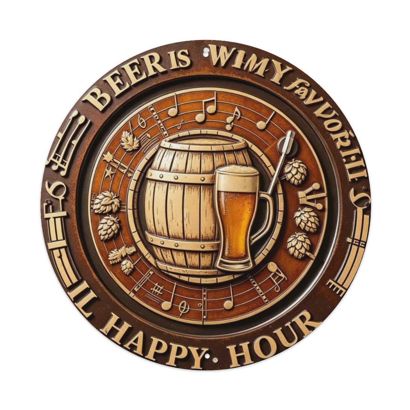 Beer Is My Favorite Happy Hour Metal Tin Sign Plaque
