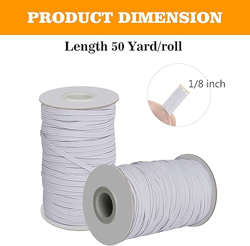 Miniatura 6 de Lydia's Deal Cordón elástico de 18 de pulgada (0.118 in) x 50 yardas, bandas elásticas para tejer, costura, manualidades, banda para las orejas,