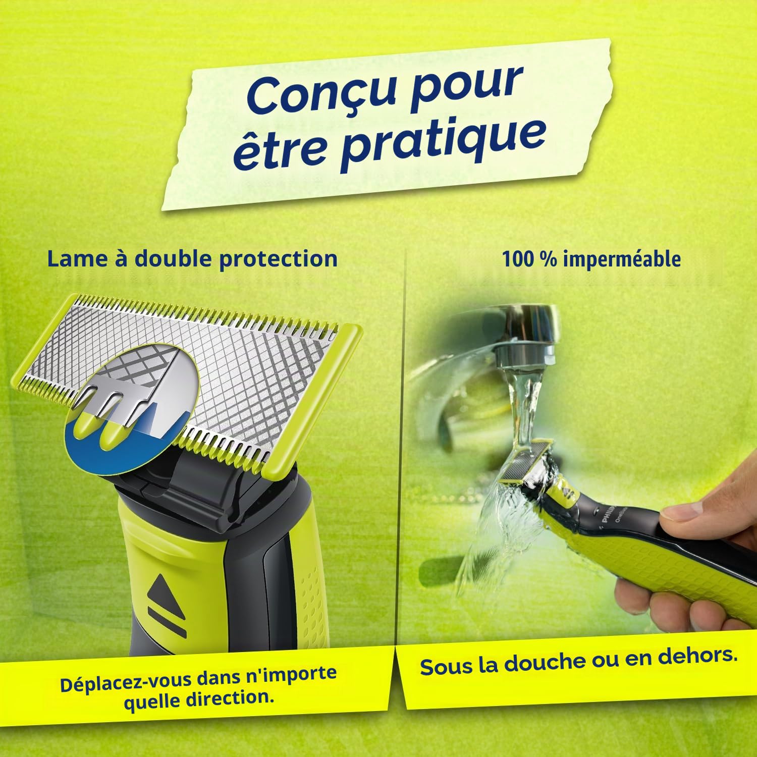 Philips OneBlade Turbo2X QP2724/10 Hybrid Trim, Edge, Rasage Dual Protech Tech Convient à tous les types de peau et épaisseur de poils