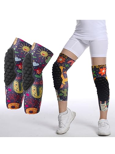 Miniatura 3 de Rodilleras de compresión de fútbol juvenil con rodilleras protectoras para baloncesto para voleibol, lucha libre, rosa intenso, 10-12 años